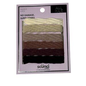 Scunci No Damage Hair Elastics Set Neutral Twist Hair Ties 6 Pack